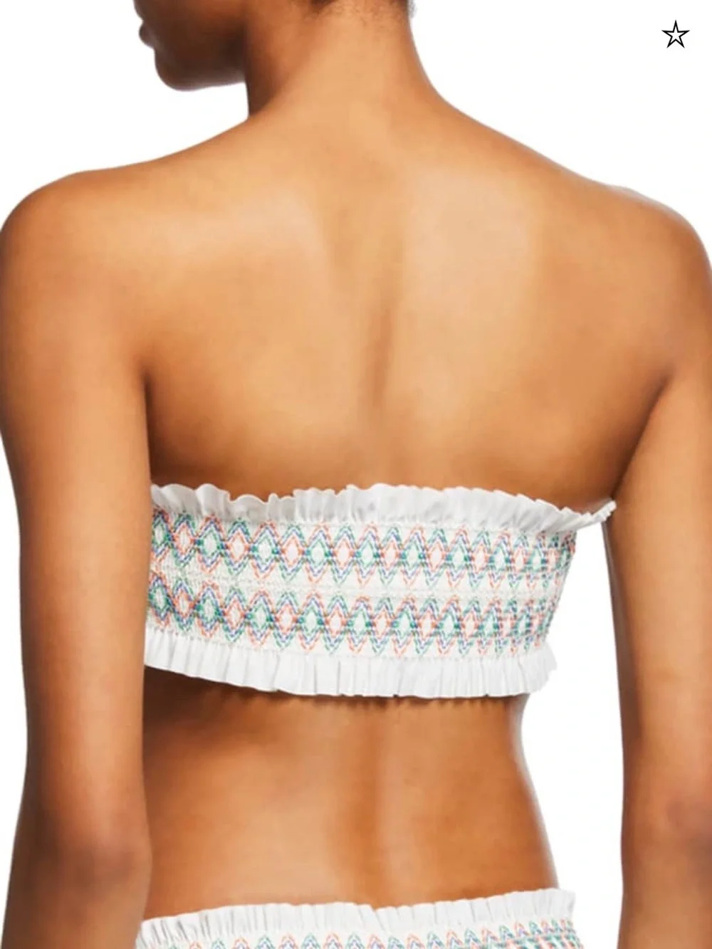 Tory Burch Costa Smocked Bandeau Bikini Top, Crop Top, Small